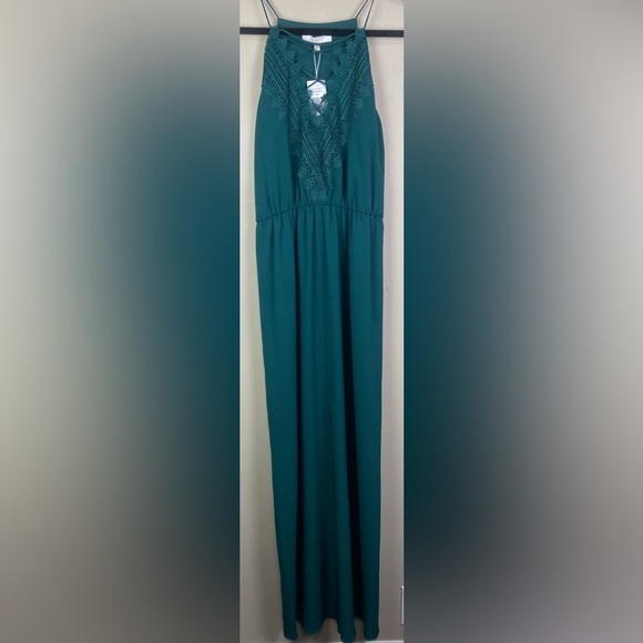 Nordstrom WAYF GREEN BUG Maxi Lace Boho Prom Formal Dress Size Small NWT. - Picture 3 of 11
